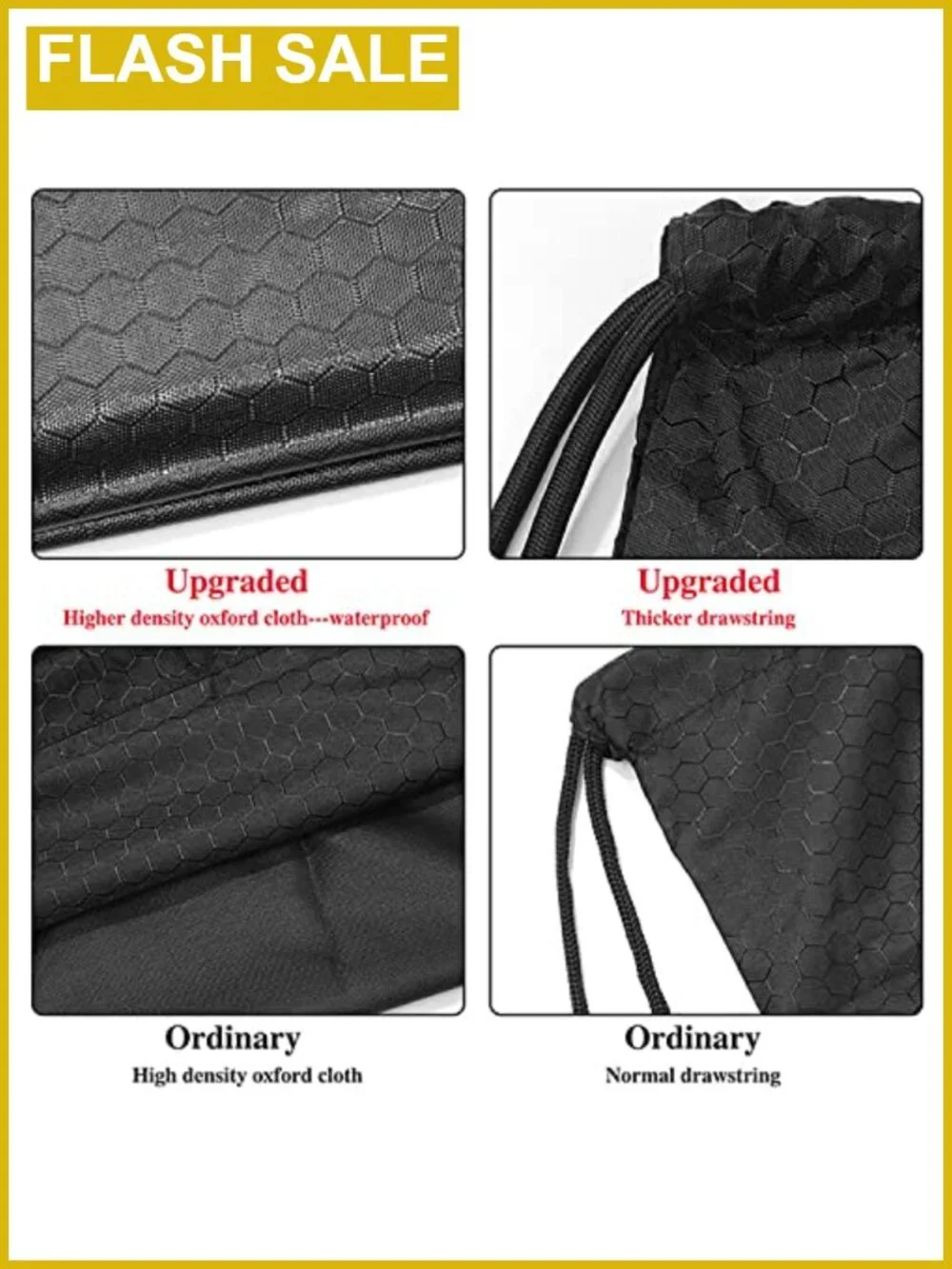 Waterproof Drawstring Backpack Gym Bag with Zip Pocket
